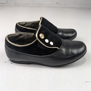 Papaya. Boys 24 EU 8 US Black Leather Loafer Shoes